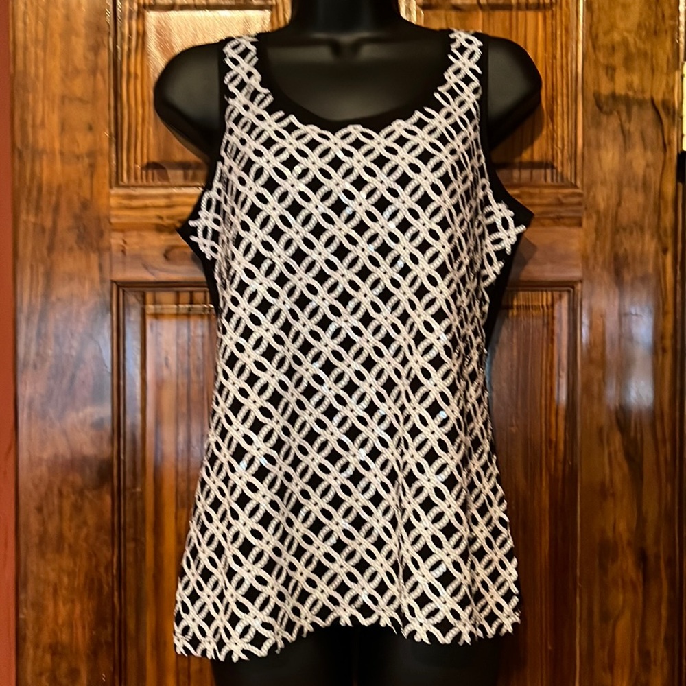 NWOT Black & White Sequin Tank